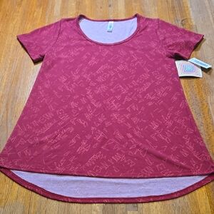 NWT LuLaRoe Women XS‎ Maroon Classic T Geometric Short Sleeve Round Neck Shirt